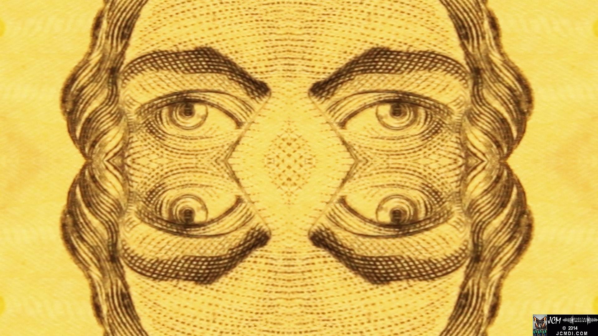 Quadroscopic Artwork made from an image of US Currency (money clips)